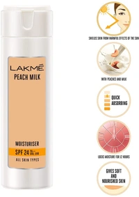 Lakme Peach Milk Face Moisturizer SPF 24 PA++, Daily Light Sunscreen Lotion with Vitamin C for Glowing Skin - Sun Protection for Women - 100 ml, 2-3 days on orders over ₹499 shipped by Selection House