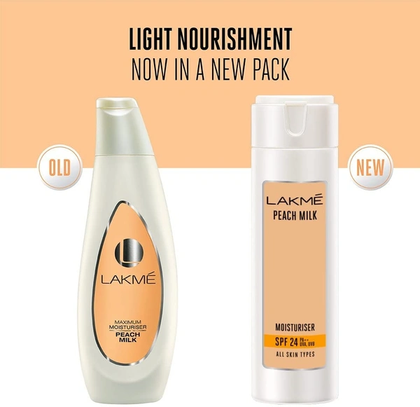 Lakme Peach Milk Face Moisturizer SPF 24 PA++, Daily Light Sunscreen Lotion with Vitamin C for Glowing Skin - Sun Protection for Women - 100 ml, 2-3 days on orders over ₹499 shipped by Selection House