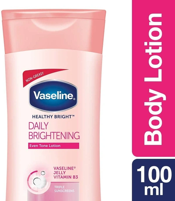 Vaseline Healthy Bright Body Lotion, Daily Brightening Moisturizer with Sunscreen for Dry Skin, Gives Non-Greasy Glowing Skin - For Men & Women - 100 ml, 2-3 days on orders over ₹499 shipped by Selection House