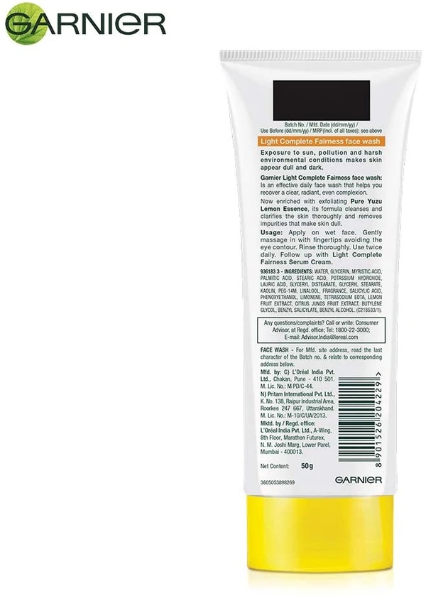 Garnier Bright Complete VITAMIN C Facewash - 50 gm, 2-3 days on orders over ₹499 shipped by Selection House