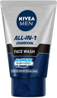 NIVEA Men Face Wash, All in 1 Charcoal, to Detoxify & Refresh Skin with 10x Vitamin C Effect, for All Skin Types - 2-3 days on orders over ₹499 shipped by Selection House, 100 ml
