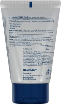NIVEA Men Face Wash, All in 1 Charcoal, to Detoxify & Refresh Skin with 10x Vitamin C Effect, for All Skin Types - 2-3 days on orders over ₹499 shipped by Selection House, 100 ml