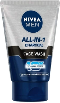 NIVEA Men Face Wash, All in 1 Charcoal, to Detoxify & Refresh Skin with 10x Vitamin C Effect, for All Skin Types - 2-3 days on orders over ₹499 shipped by Selection House, 100 ml