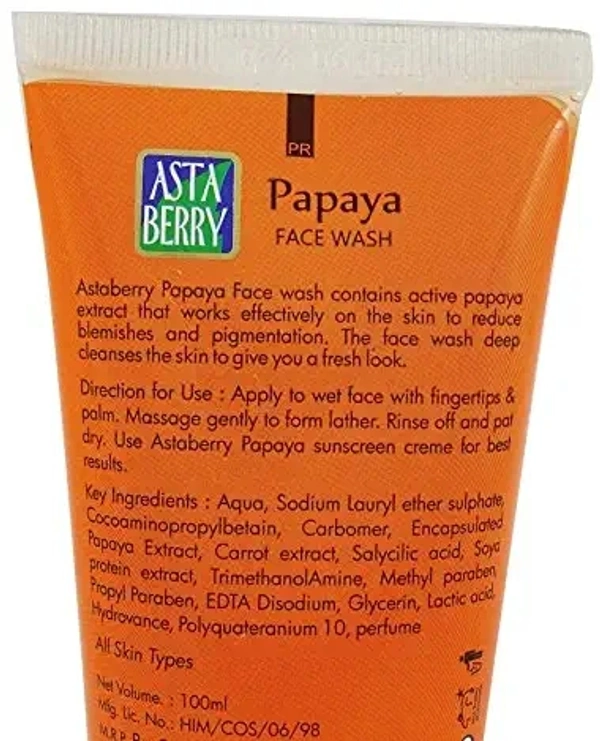 Astaberry Papaya Face Wash, 100ml Free Fairness Cream, 100ml - 2-3 days on orders over ₹499 shipped by Selection House, 100 ml