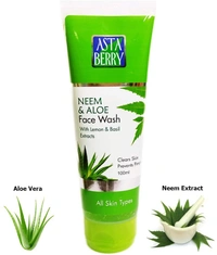 Astaberry Neem and AOE Face Wash(100 ml)-With Lemon & Basil Extracts  - 2-3 days on orders over ₹499 shipped by Selection House, 100 ml