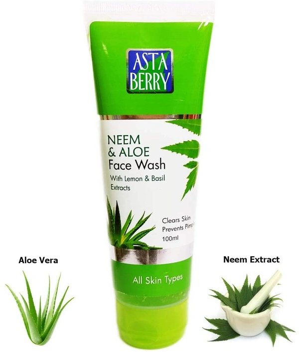 Astaberry Neem and AOE Face Wash(100 ml)-With Lemon & Basil Extracts  - 2-3 days on orders over ₹499 shipped by Selection House, 100 ml