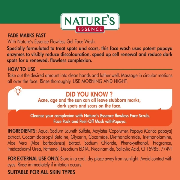 Nature's Essence flawless gel face wash Papaya 65ml - 2-3 days on orders over ₹499 shipped by Selection House, 65 ml