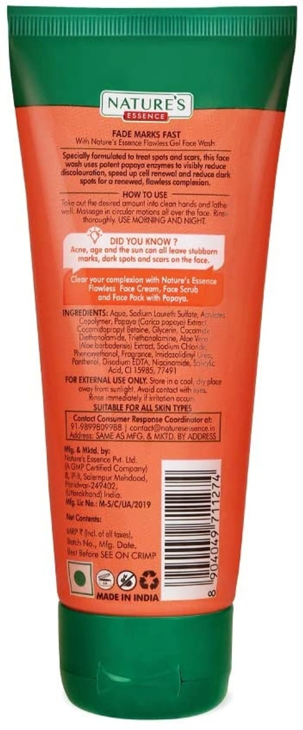 Nature's Essence flawless gel face wash Papaya 65ml - 2-3 days on orders over ₹499 shipped by Selection House, 65 ml