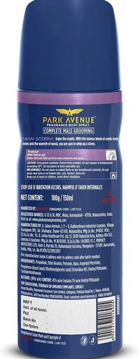 Park Avenue Storm Deodorant For Men, 150ml/100g - 2-3 days on orders over ₹499 shipped by Selection House, 150 ml