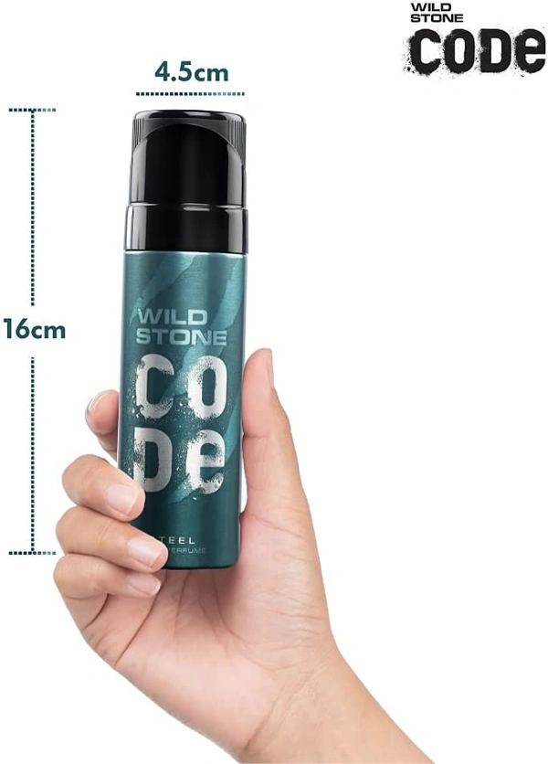 Wild Stone Code Chrome No Gas Body Perfume for Men, Long Lasting Masculine Fragrance for Office Wear -120 ml - 2-3 days on orders over ₹499 shipped by Selection House, 120 ml, Steel