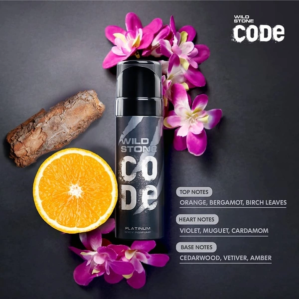 Wild Stone Code Chrome No Gas Body Perfume for Men, Long Lasting Masculine Fragrance for Office Wear -120 ml - 2-3 days on orders over ₹499 shipped by Selection House, 120 ml, Platinum