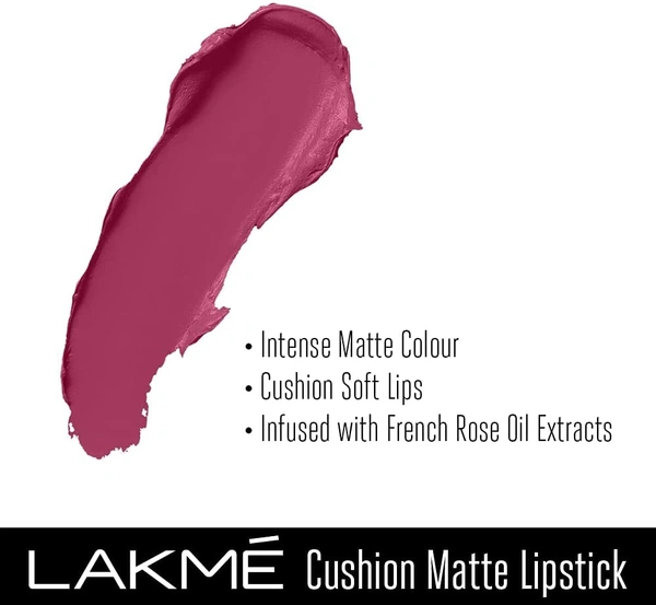 LAKMÉ Cushion Matte Lipstick, Matte Finish, 4.5g - Pink Unicorn, 2-3 days on orders over ₹499 shipped by Selection House, 4.5g