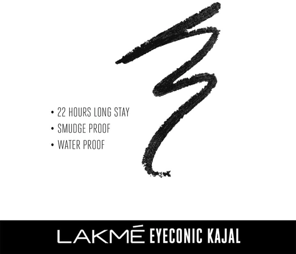 Lakme Eyeconic Black Kajal, Matte Kohl Liner in a Twist Up Pencil - Waterproof, Smudge Proof & Long Lasting Eye Makeup, 0.35 g - Black, 2-3 days on orders over ₹499 shipped by Selection House, 0.35g