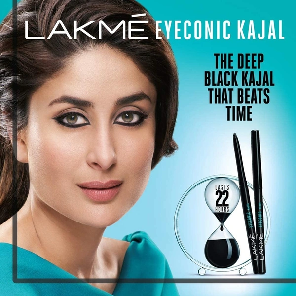 Lakme Eyeconic Black Kajal, Matte Kohl Liner in a Twist Up Pencil - Waterproof, Smudge Proof & Long Lasting Eye Makeup, 0.35 g - Black, 2-3 days on orders over ₹499 shipped by Selection House, 0.35g