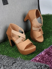 Ladies Heel Sandals  - Sepia Skin, 3