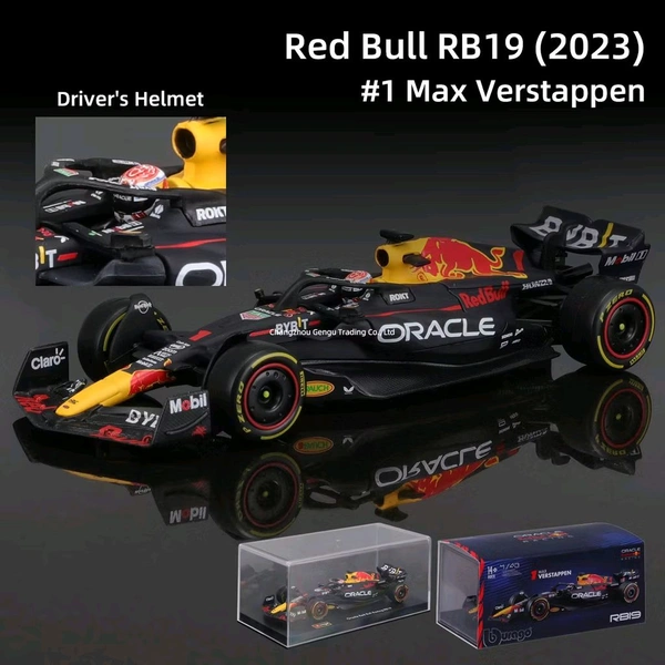 Bburago 1:43 2023 Red Bull Racing RB19 Model Car (With Case + Helmet) - 11 (Stock Livery)