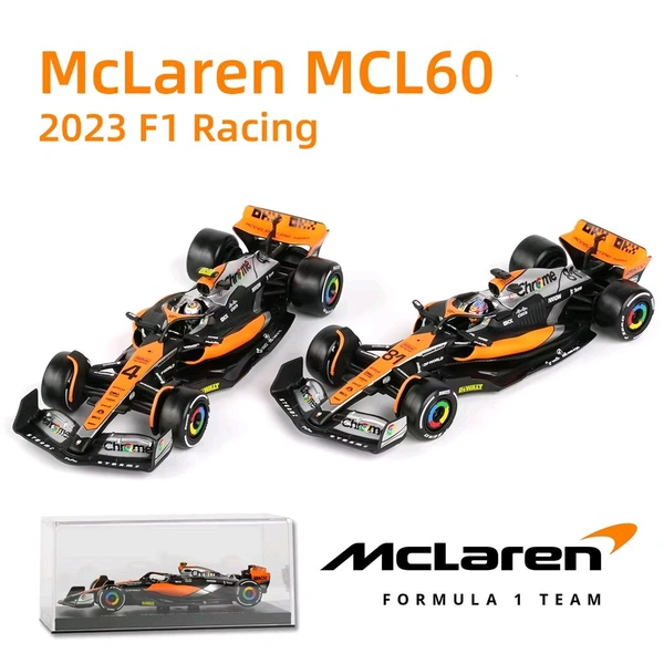 2023 Bburago 1:43 McLaren MCL60 Model Car - Chrome Edition (Case + Helmet) - 4