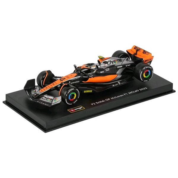 2023 Bburago 1:43 McLaren MCL60 Model Car - Chrome Edition (Case + Helmet) - 81