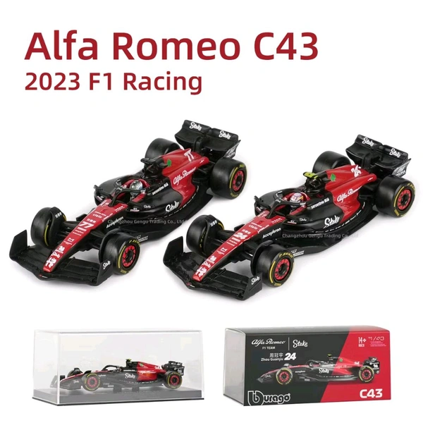 Bburago 1:43 2023 Alfa Romeo C43 Model Car (Case + Helmet) - 77