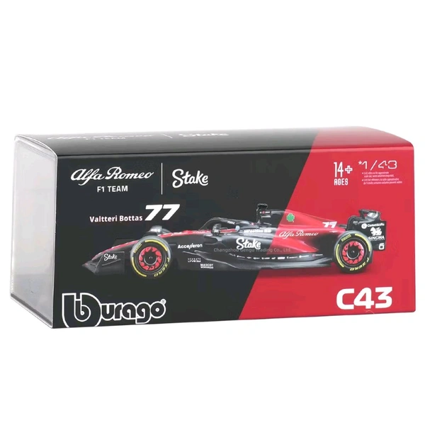 Bburago 1:43 2023 Alfa Romeo C43 Model Car (Case + Helmet) - 24