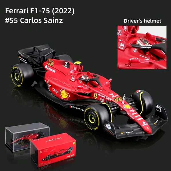 Bburago 1:43 2022 Scuderia Ferrari F1-75 (Case + Helmet) - 55