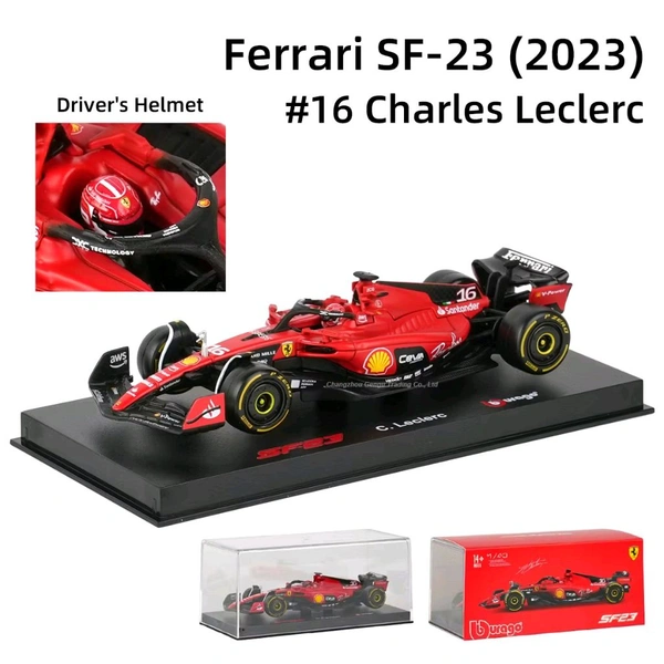 Bburago 1:43 2023 Scuderia Ferrari SF23 (Case + Helmet) - 16