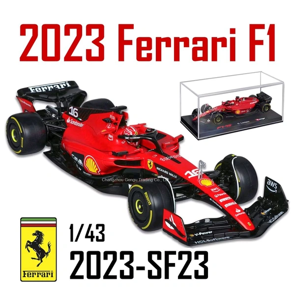 Bburago 1:43 2023 Scuderia Ferrari SF23 (Case + Helmet) - 55