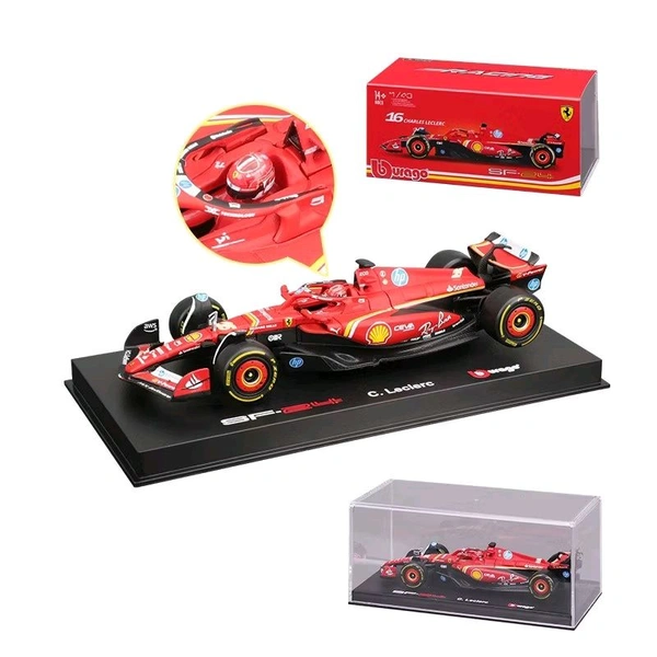 Bburago 1:43 2024 Scuderia Ferrari SF24 Model Car - 16 (Case + Helmet)