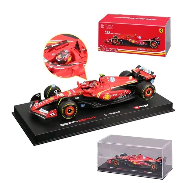 Bburago 1:43 2024 Scuderia Ferrari SF24 Model Car - 55 (Case + Helmet)