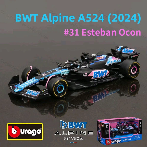 Bburago 1:43 2024 Alpine A523 - Japanese GP Livery - 10 - Case + Helmet