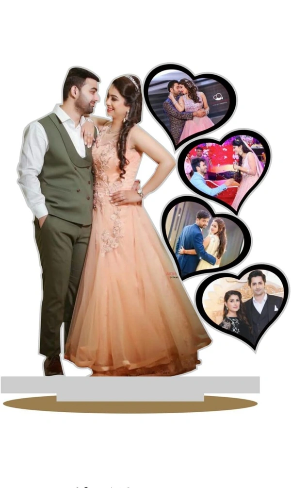  Wood Personalized Table Top Stand Couple Photo Frame | Best Gift For Anniversary, Girlfriend, Boyfriend