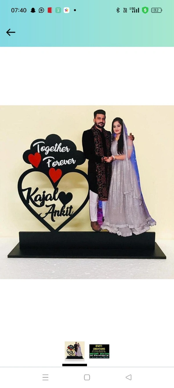 179ReviewsGiftsWale Wood Personalized Table Top Stand Couple Photo Frame | Best Gift For Anniversary, Girlfriend, Boyfriend