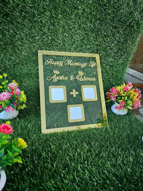 UKANI Couple Thumb Impression Gift (30 Cm X 25 Cm)| Wedding Thumb Print | Couple Gift| Finger Print Gift| Personalized Text | Golden Acrylic Design| Anniversary Gift