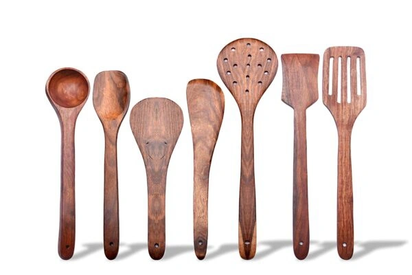 Handmade Wooden Cooking Spoon Set Of 7, Heavy
