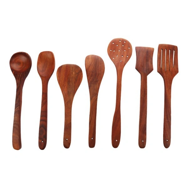 Handmade Wooden Cooking Spoon Set Of 7, Heavy