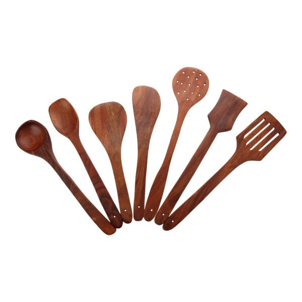 Handmade Wooden Cooking Spoon Set Of 7, Heavy