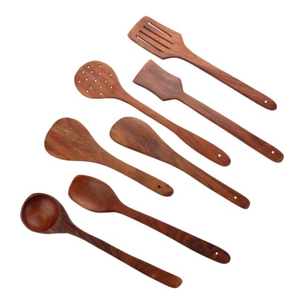 Handmade Wooden Cooking Spoon Set Of 7, Heavy