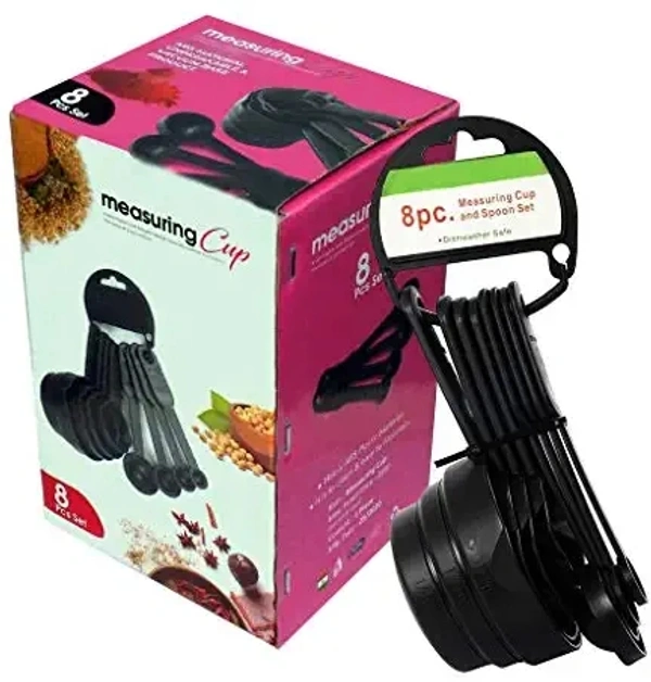 Plastic Measuring Cups and Spoons Set with Box 8 Piece Set