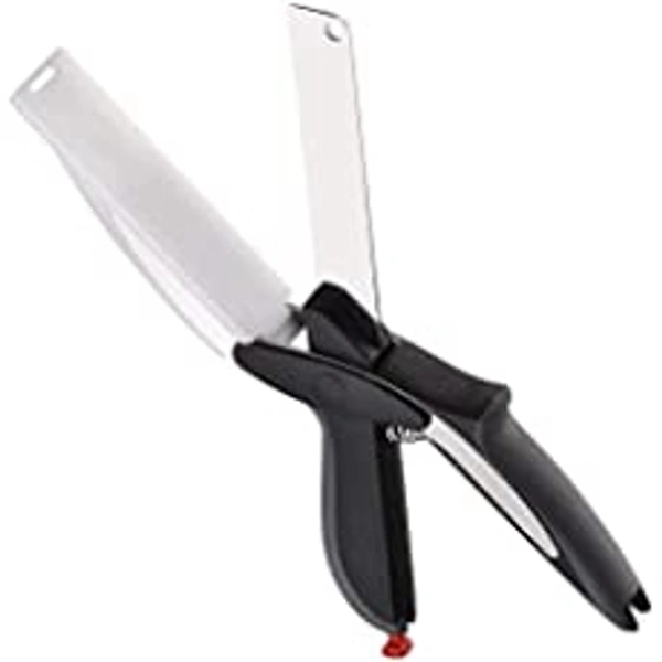 Smart Clever Cutter Kitchen Knife Food Chopper and in Built Mini Chopping Board with Locking Hinge; with Spring Action; Stainless Steel Blade Vegetable Cutters