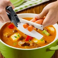 Smart Clever Cutter Kitchen Knife Food Chopper and in Built Mini Chopping Board with Locking Hinge; with Spring Action; Stainless Steel Blade Vegetable Cutters
