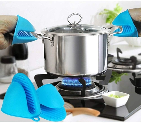 Pair Pot Holder | Silicone Heat Resistant Oven Mitts Glove Cooking Pinch Grips Glove Hand Clip Convenient Pot Holder Holder Utensil Tool - Random Color