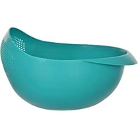 Plastic Rice Fruits Vegetable Noodles Pasta Washing Bowl and Strainer Rice Bowl/Food Strainer Thick Drain Basket with Handle for Rice, Vegetable & Fruit