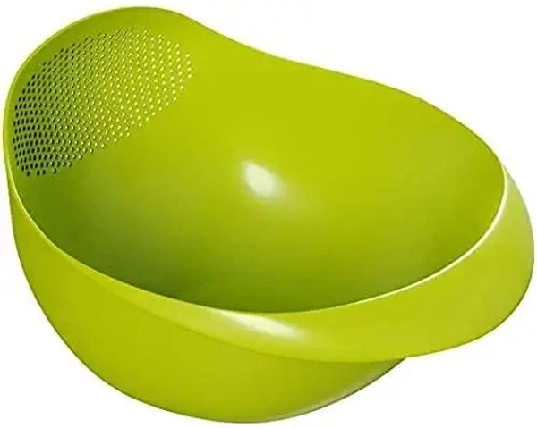Plastic Rice Fruits Vegetable Noodles Pasta Washing Bowl and Strainer Rice Bowl/Food Strainer Thick Drain Basket with Handle for Rice, Vegetable & Fruit
