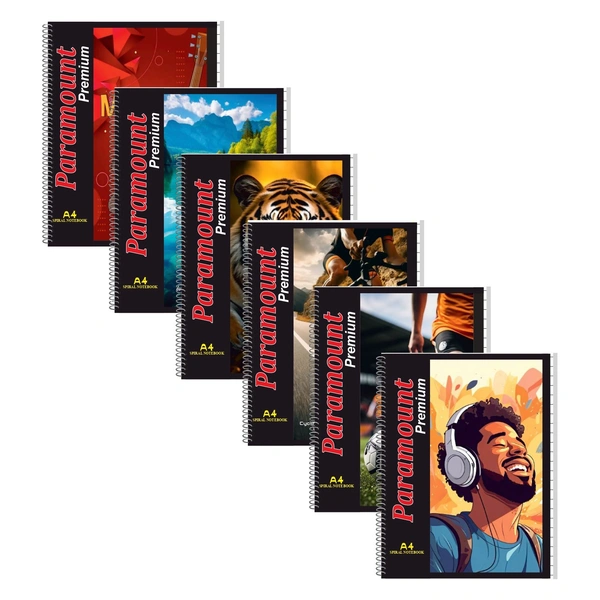 Paramount A4 Spiral Notebooks 300 Pages - (Pack of Six) Single Line