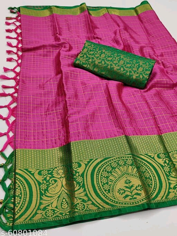 jacquard weaved and zari border NIKI CHECKS(M) - Blue
