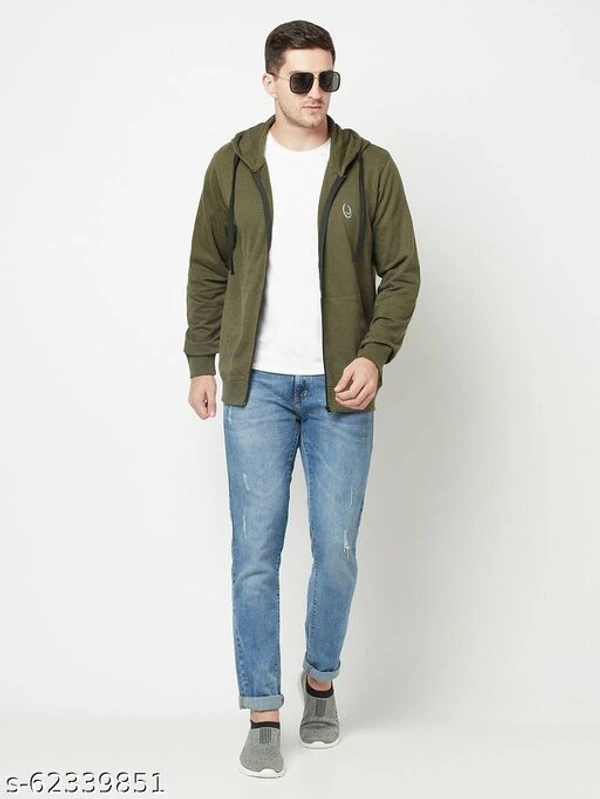Zipper Hooded Men Soft Fabric Sweatshirt With Logo(M) - L, Yellow