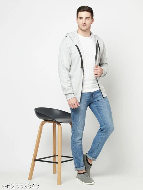 Zipper Hooded Men Soft Fabric Sweatshirt With Logo(M) - white, S