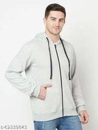 Zipper Hooded Men Soft Fabric Sweatshirt With Logo(M) - white, XXL