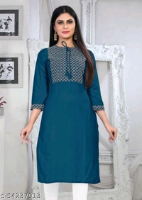Stylish Yellow Embroidered Rayon Only Kurti(M) - Red, S