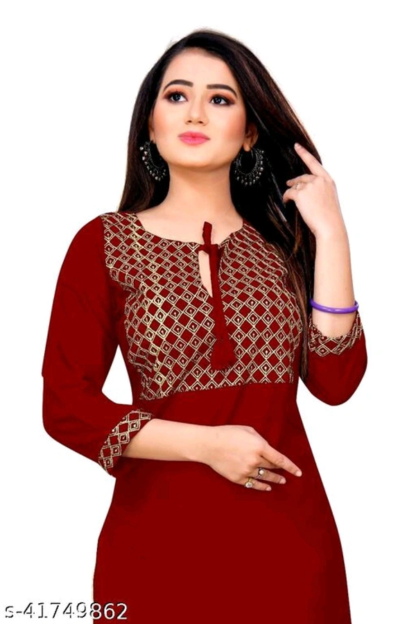 Stylish Yellow Embroidered Rayon Only Kurti(M) - Yellow, M
